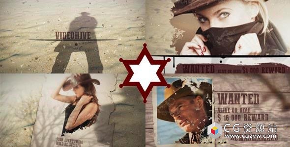 AE模板-西部牛仔风格邮票影片海报图片片头 Western Show Promo