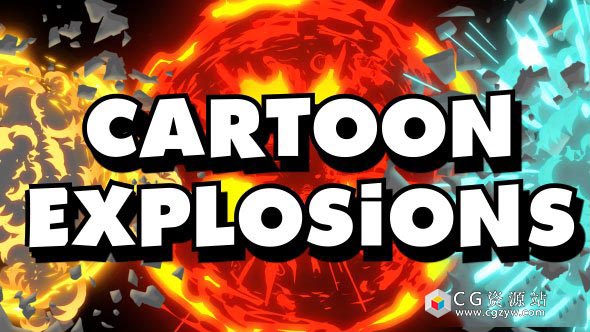 AE模板-MG动画动漫卡通游戏能量爆炸元素包+视频素材