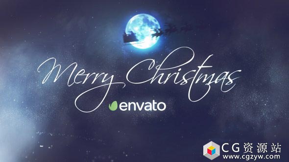AE模板-雪花粒子穿越皓月圣诞节片头动画 Christmas 免费下载