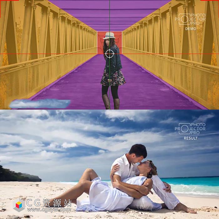 AE模板-图片转3D照片动画投射空间透视三维摄像机运动工具包