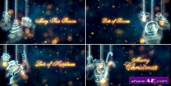 AE模板-庆祝圣诞的元素发光文字标题动画 Christmas Titles 免费下载