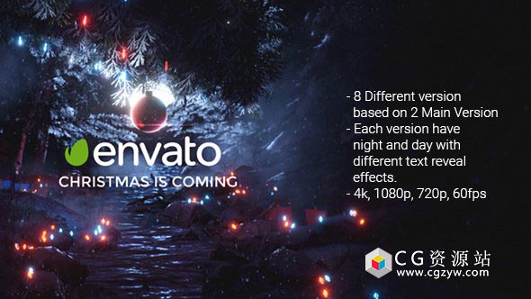 AE模板-4K魔法粒子特效下雪场景圣诞节开场动画片头 4k Magical Christmas Opener 2