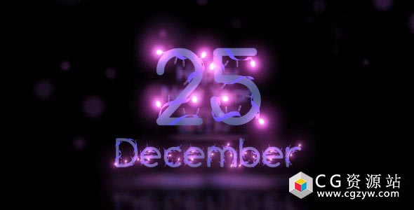 AE模板-圣诞节庆典彩灯闪烁文字标题动画 Christmas Lights Font