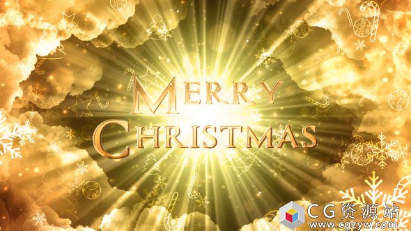 AE模板-闪闪发光金色文字圣诞节片头动画 Heavenly Christmas Titles