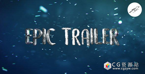 AE模板-E3D电影史诗冬季雪花粒子飘动宣传片文字片头 Epic Trailer Titles 6