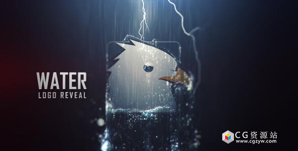 AE模板-下雨水滴Logo展示液体水流动演绎标志片头动画 Water Logo Reveal