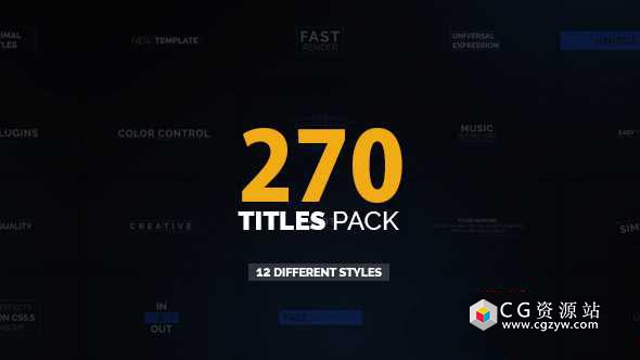 AE模板-270个简洁文字标题动画企业字幕条文字 270 Titles Pack