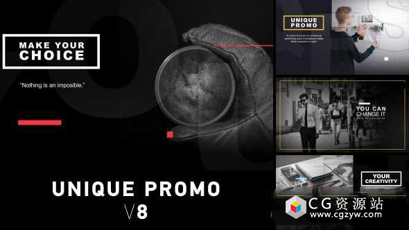 AE模板-简单的幻灯片商务宣传片包装片头 Unique Promo v8