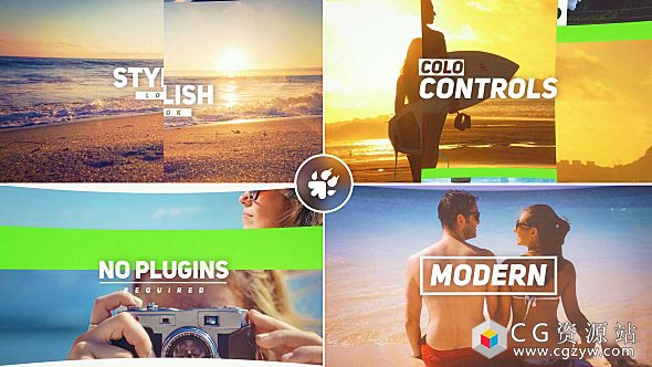 AE模板-简洁幻灯片假期旅游宣传片头图形切换图片展示片头 Simple Opener 免费下载