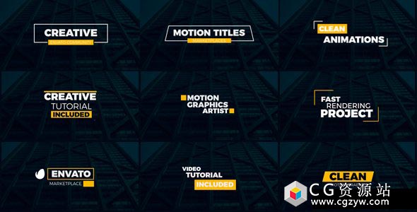 AE模板-21组简洁文字排版标题字幕条动画 Minimal Titles 0 免费下载