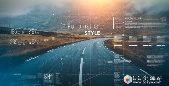 AE模板-HUD图形元素三维视差图片动画企业宣传片头Futuristic Parallax Slideshow 免费下载