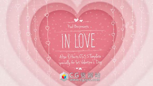 AE模板-情侣相册婚礼爱情甜蜜回忆照片纪录片头包装in-love