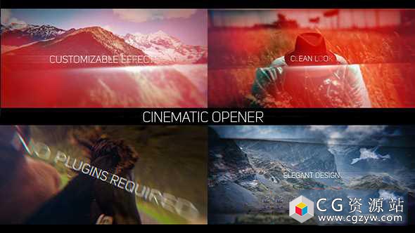 AE模板-大气时尚企业宣传片图片展示片头 Cinematic Opener Slideshow 免费下载