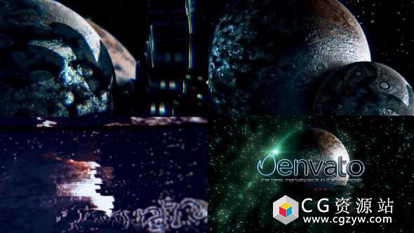 AE模板-E3D科幻电影预告星球信号噪点logo标志演绎Space Glitch Logo