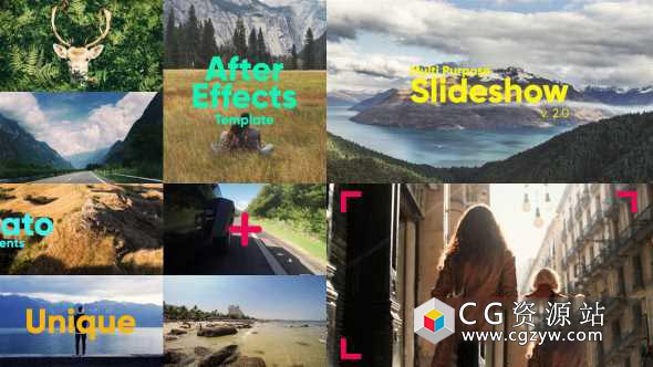 AE模板-图片拼贴照片墙视频展示片头 The Slideshow 免费下载