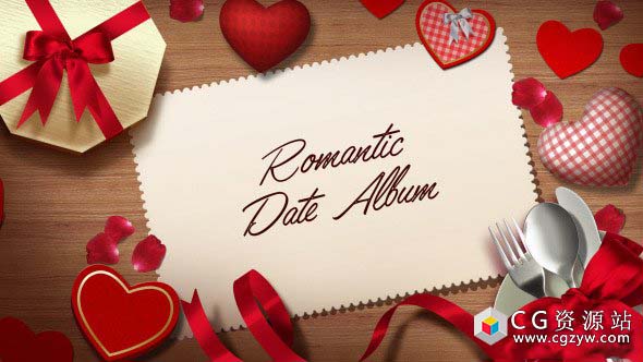 AE模板-浪漫日期相册情人节婚礼图片包装展示 Romantic Date Album 免费下载