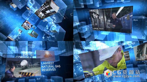 AE模板-高科技方块商务财经新闻包装产品服务时间线片头动画