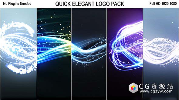 AE模板-美丽快速光效粒子拖尾Logo展示动画5合1 Quick Elegant Logo Pack
