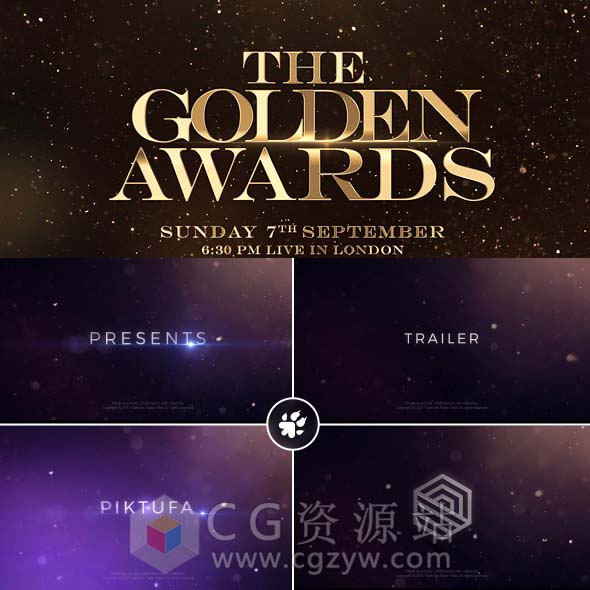 AE模板-大气粒子背景文字标题电影宣传公司颁奖典礼预告片头 两套