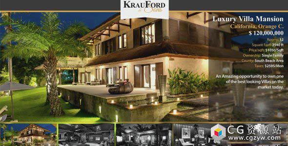 AE模板-现代宾馆房地产楼房装修包装展示 Real Estate Slideshow KIT免费下载