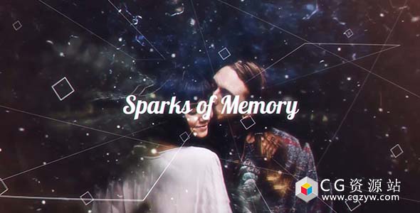 AE模板-现代粒子线条视差图片幻灯片动画 Sparks of Memory