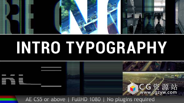 AE模板-简介排版动作电影毛刺文字片头开场 Intro Typography 免费下载