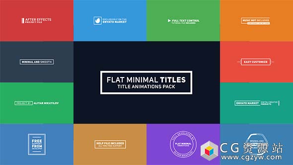 AE模板-20个扁平化文字标题动画 Flat Minimal Titles 免费下载
