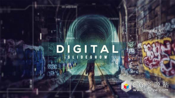 AE模板-数字视差幻灯片科技感三维图片展示片头 Digital Parallax Slideshow Opener