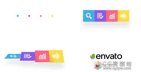 AE模板-干净公司企业标志扁平化方形元素翻转logo演绎flat-boxes-logo-reveal