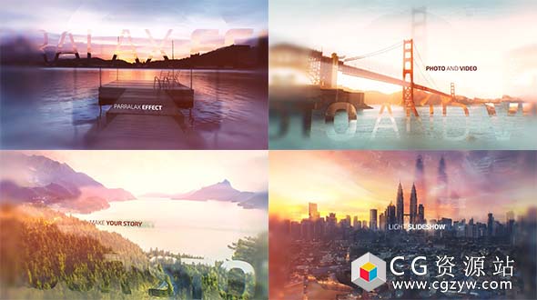 AE模板光幻灯片漏光视差图片展示 Light Slideshow 免费下载