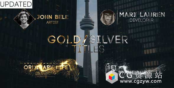 AE模板大气金色豪华婚礼字幕条标题动画golden-titles