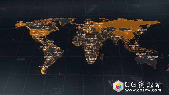 AE模板-科技感连线世界地图动画 World Map 免费下载