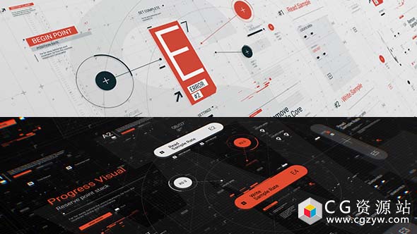 AE模板-炫酷高科技HUD图形包动态UI排版文字指示线元素动画