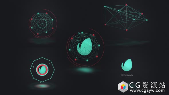 AE模板-扁平化mg动画连接形状Logo展示connected-shapes-logo-reveal