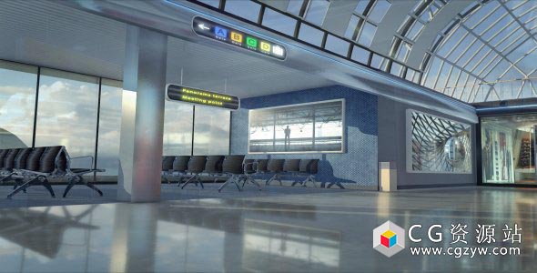 AE模板-E3D航空飞机场机场幻灯片三维展示 Airport Gallery Package