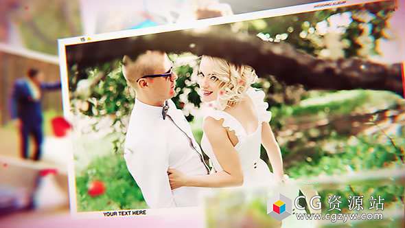AE模板-浪漫时尚幻灯片情人节婚礼照片相册片头 Wedding