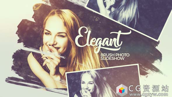 AE模板-优雅照片幻灯片旅游会议照片展示 Elegant Brush Photo Slideshow