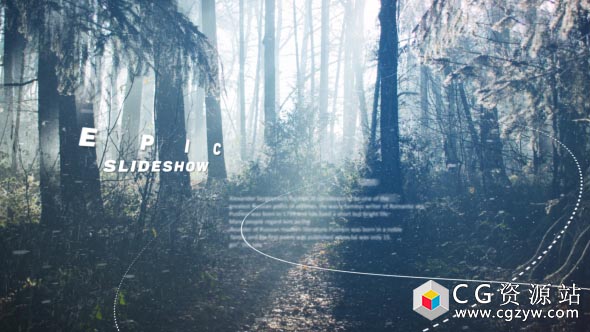 AE模板-史诗幻灯片大气三维线条视差图片展示片头 Epic Slideshow