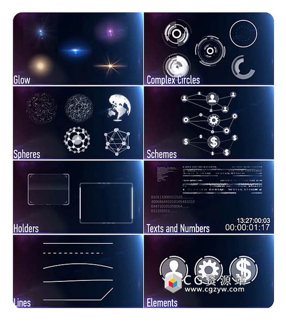 149组高科技HUD元件包带通道高清视频素材-图片2