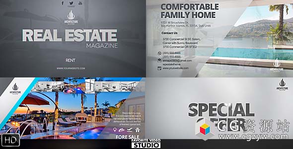 AE模板-房地产演示室内装修杂志包装宣传 Real Estate Magazine Broadcast ID