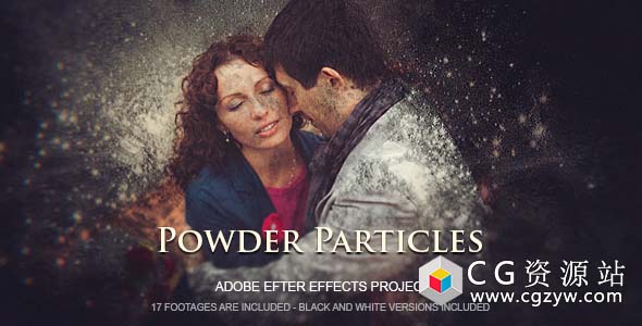 AE模板-抽象粉末洒落遮罩图片展示片头 Powder Particles 免费下载