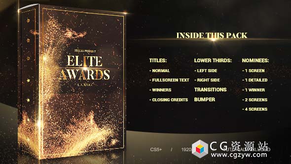 AE模板-金色粒子飘动颁奖晚会时尚活动人物图片视频介绍开场包装