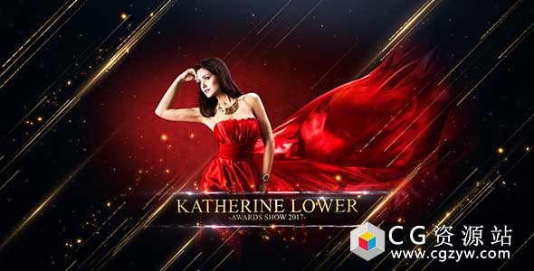 AE模板-大气金色奢华粒子线条背景颁奖典礼公司晚会大屏幕开场