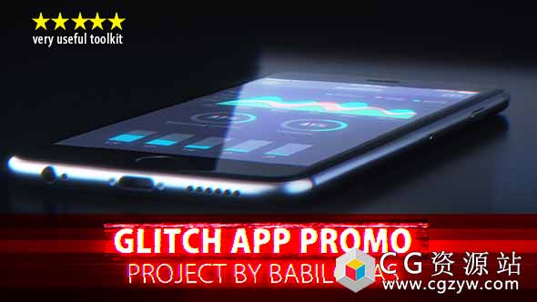 AE模板-时尚演示视频手机应用程序APP动画展示宣传片 Glitch App Promo