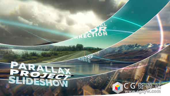 AE模板-优雅企业文字图形视差幻灯片图片开场 Parallax Slideshow