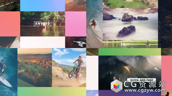 AE模板-动感幻灯片分屏滑动照片展示 The Slideshow 免费下载