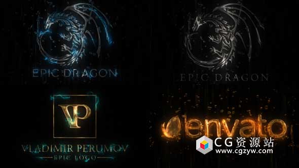 AE模板-史诗标志金色电流游戏Logo动画 Epic Logo 免费下载