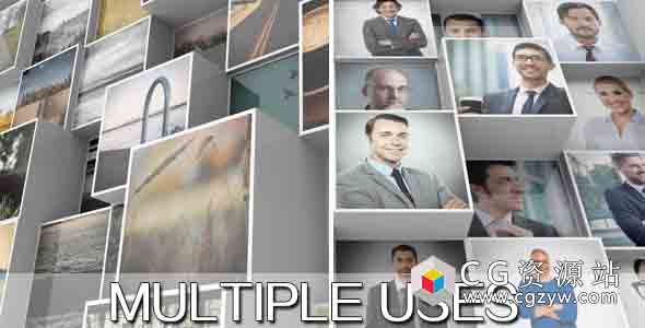 AE模板-商业企业三维立方体图片展示 3D Mosaic Corporate Logo