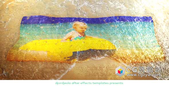 AE模板-现代幻灯片夏天海浪沙滩旅游图片展示开场 My Summer Wave Gallery