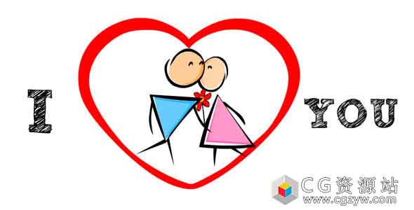 AE模板-火柴人爱情故事卡通小人情侣浪漫开场 Stickman Love Story